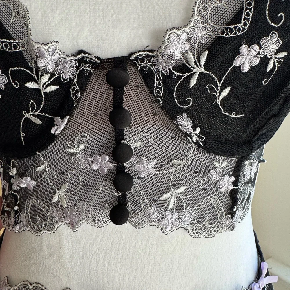 2pc NWT For Love & Lemons "Amour" Set, Retro Longline bra & panty - Picture 12 of 14